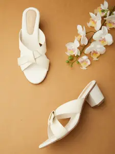 Tokyo Talkies Women White Block Sandals