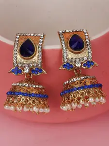 ANIKAS CREATION Blue Dome Shaped Jhumkas Earrings