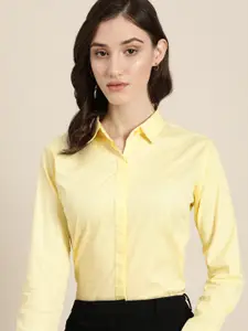 Hancock Women Yellow Regular Fit Formal Shirt