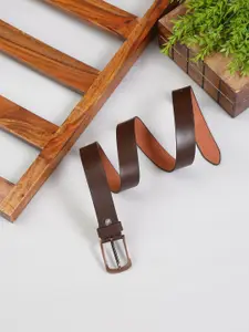 MUTAQINOTI Men Brown Leather Formal Belt