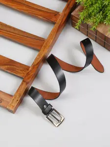 MUTAQINOTI Men Black Leather Formal Belt