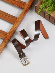 MUTAQINOTI Men Brown Leather Formal Belt