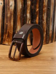 MUTAQINOTI Men Brown Solid Leather Formal Belt