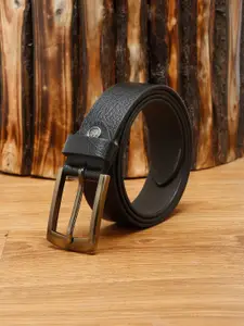 MUTAQINOTI Men Black & Brown Leather Formal Belt