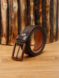 MUTAQINOTI Men Brown Leather Formal Belt