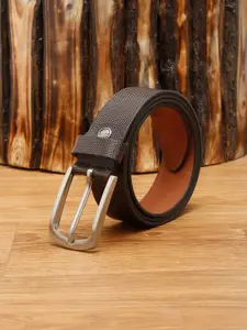 MUTAQINOTI Men Brown Textured Leather Formal Belt