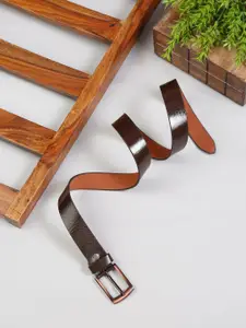 MUTAQINOTI Men Brown Leather Formal Belt