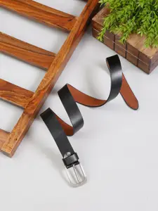 MUTAQINOTI Men Black Leather Formal Belt