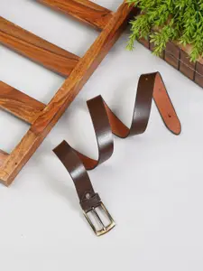 MUTAQINOTI Men Brown Textured Leather Formal Belt