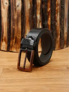 MUTAQINOTI Men Black Leather Formal Belt