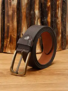 MUTAQINOTI Men Brown Textured Leather Formal Belt