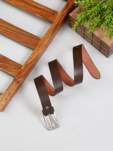 MUTAQINOTI Men Brown Leather Formal Belt