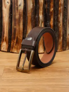 MUTAQINOTI Men Brown Leather Formal Belt