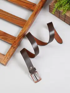 MUTAQINOTI Men Brown Textured Leather Formal Belt