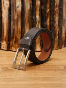 MUTAQINOTI Men Brown Textured Leather Formal Belt