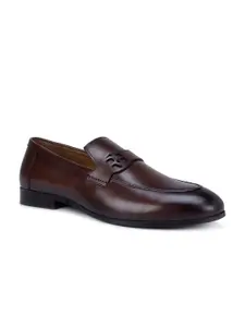 ROSSO BRUNELLO Men Coffee Brown Solid Leather Formal Derbys