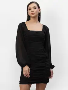 aayu Women Georgette Smocked Sheath Dress