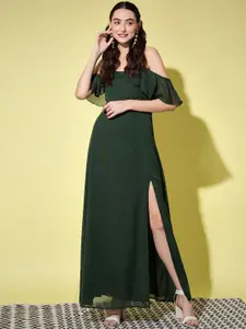 Trend Arrest Green Solid Maxi Dress