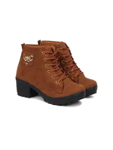 Krafter Women Brown Suede Leather Boots