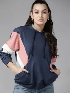 Roadster Women Colourblocked Hooded Sweatshirt
