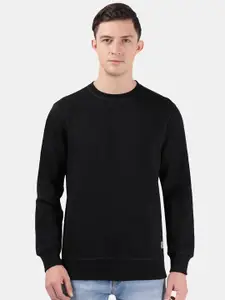 Jockey Men Black Solid Cotton Pullover Sweatshirt