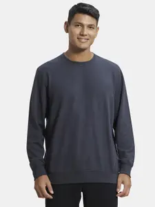 Jockey Men Charcoal Solid Cotton Pullover Sweatshirt