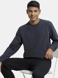 Jockey Men Charcoal Solid Cotton Pullover Sweatshirt