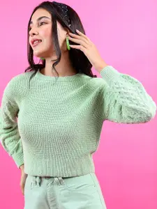 Tokyo Talkies Women Green Pullover