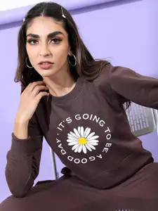 Tokyo Talkies Women Brown Printed Sweatshirt