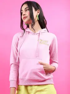 Tokyo Talkies Women Purple Hooded Sweatshirt