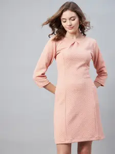 StyleStone Pink Jacquard Sheath Dress