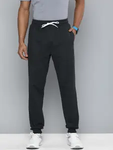 HRX By Hrithik Roshan Men Solid Black Heather Terry Joggers