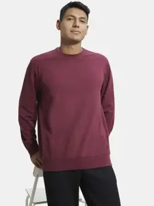 Jockey Men Burgundy Solid Cotton Pullover Sweatshirt