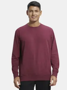 Jockey Men Maroon Solid Cotton Pullover Sweatshirt
