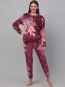 KLOTTHE Women Printed Woolen Night suit