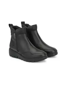 Delize Women Black Solid Vegan Leather Boots