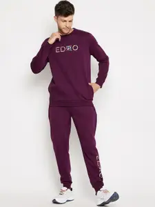 EDRIO Men Purple Solid Fleece Tracksuits