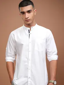 HIGHLANDER Men White Slim Fit Casual Shirt