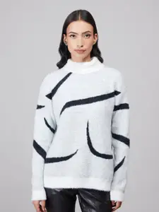 20Dresses Women White & Black Abstract Animal Printed Pullover