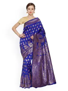 Sugathari Blue Art Silk Woven Design Banarasi Saree