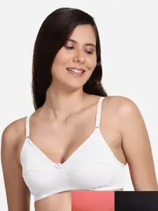shyaway Women Pack Of 3 Solid Cotton Non Padded Bra