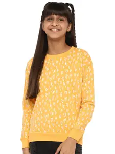SPUNKIES Girls Yellow Printed Sweatshirt