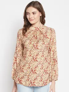 Cantabil Women Maroon & Yellow Floral Printed Top