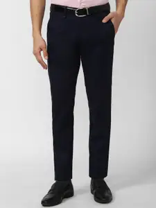Van Heusen Men Navy Blue Slim Fit Formal Trousers