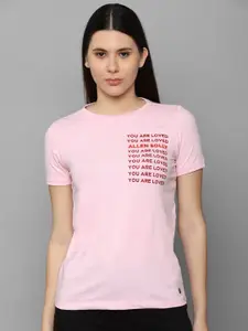 Allen Solly Woman Pink Typography Printed Round Neck T-shirt