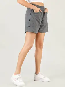 CHKOKKO Women Grey Loose Fit Outdoor Shorts