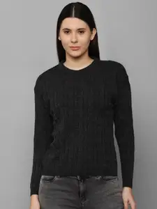 Allen Solly Woman Women Charcoal Cable Knit Pure Cotton Pullover