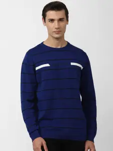 Van Heusen Sport Men Blue & Black Striped Striped Pullover
