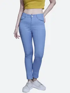 FCK-3 Women Turquoise Blue Frisky Relaxed Fit High-Rise Stretchable Cotton Jeans