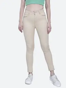 FCK-3 Women Beige Frisky Relaxed Fit High-Rise Stretchable Cotton Jeans